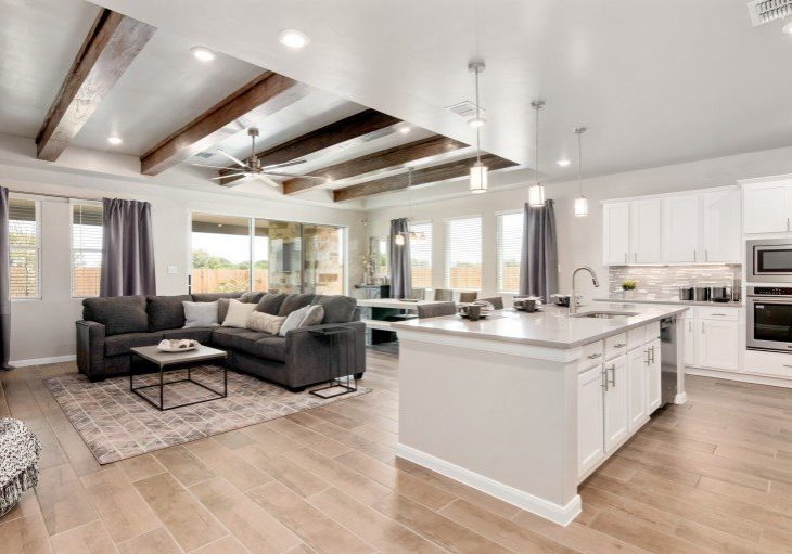 Living room and kitchen area of a home
